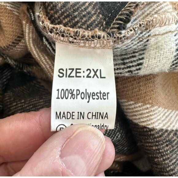 Plaid Button-Up Shirt Jacket 2XL 100% Polyester Hand Wash Cold - Picture 5 of 13